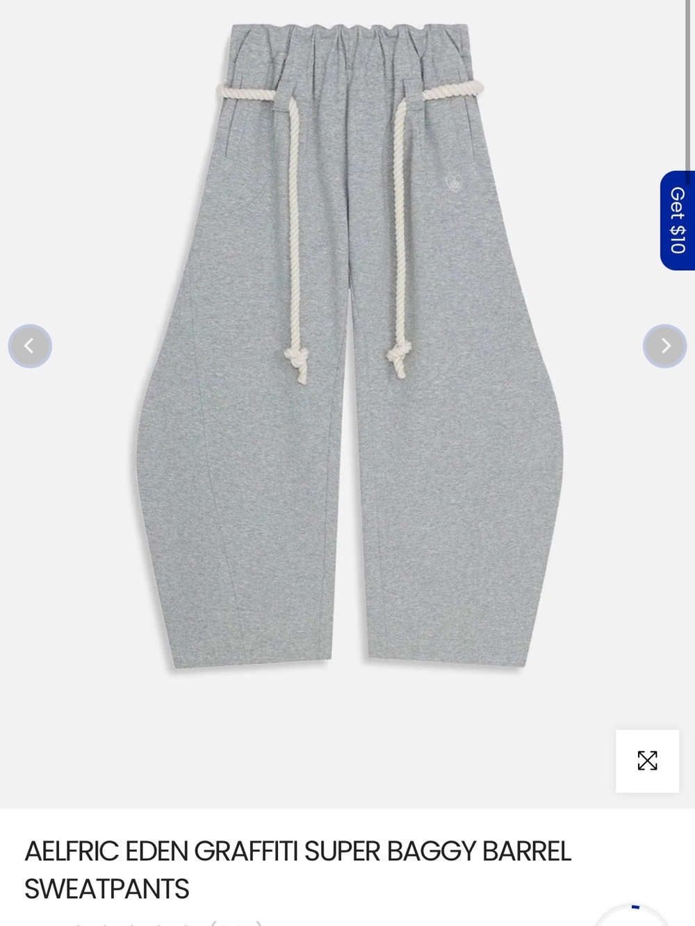 Aelfric Eden Gray Super Baggy Barrel Sweatpants with Rope Drawstring